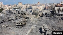 Các tòa nhà ở Dải Gaza bị phá hủy trong các đợt oanh kích của Israel.