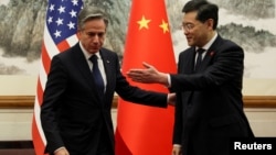 Ngoại trưởng Trung Quốc Tần Cương trong lần tiếp người tương nhiệm Mỹ Anthony Blinken hồi tháng 6