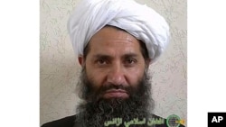 2016 میں جاری ہونے والی نامعلوم مقام سے اس تصویر میں، افغانستان طالبان کے رہنما مولوی ہیبت اللہ اخوندزادہ کو دکھایا گیا ہے۔ (افغان اسلامی پیس، بذریعہ اے پی)
