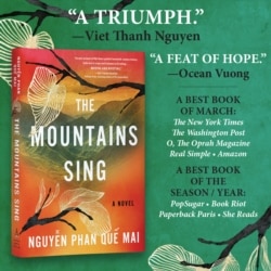 Bìa cuốn sách "The Mountains Sing" (Những ngọn núi ngân vang) của Nguyễn Phan Quế Mai.