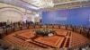 Đại diện các nước Nga, Iran và Thổ Nhĩ Kỳ tham gia đàm phán về hòa bình Syria tại một khách sạn ở Astana, Kazakhstan, 23/1/2017.