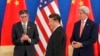 Chủ tịch Trung Quốc Tập Cận Bình, Ngoại trưởng Mỹ John Kerry, và Bộ trưởng Tài chính Mỹ Jack Lew trong buổi lễ khai mạc hội nghị cấp cao hàng năm tại Bắc Kinh, ngày 6/6/2016.