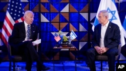 Tổng thống Biden trong một cuộc gặp với Thủ tướng Benjamin Netanyahu. 