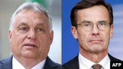 Thủ tướng Hungary Viktor Orban (trái) và Thủ tướng Thụy Điển Ulf Kristersson.