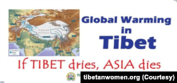 Bích chương của Hội Phụ nữ Tây Tạng: Hâm Nóng Toàn Cầu trên Cao nguyên Tây Tạng; Nếu Tây Tạng khô hạn, Châu Á chết. [3] (www.tibetanwomen.org)