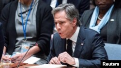 Ngoại trưởng Hoa Kỳ Antony Blinken phát biểu tại Hội đồng Bảo an Liên hiệp quốc ngày 24/2/2023, nhân kỷ niệm một năm ngày Nga xâm lược Ukraine.